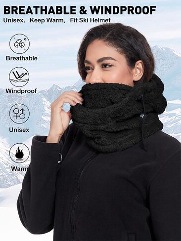 Balaclava Fleece Ski Mask Hoodie for Women Men, Winter Face Mask Windproof Head Neck Warmer Scarf Hat Helmet in Saudi Arabia