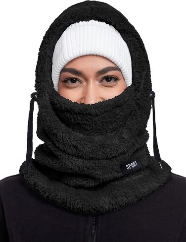 Balaclava Fleece Ski Mask Hoodie for Women Men, Winter Face Mask Windproof Head Neck Warmer Scarf Hat Helmet in Saudi Arabia