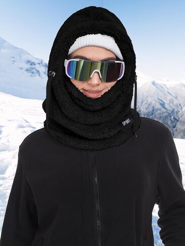 Balaclava Fleece Ski Mask Hoodie for Women Men, Winter Face Mask Windproof Head Neck Warmer Scarf Hat Helmet in Saudi Arabia