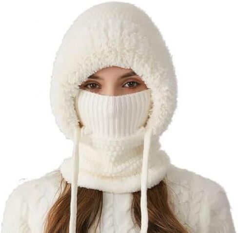 Choosemuc Women's Outdoors Windproof Scarf Hat, 3-in-1 Winter Balaclava for Women, 55cm-60cm Warm Neck Warmer Sets in Kuwait