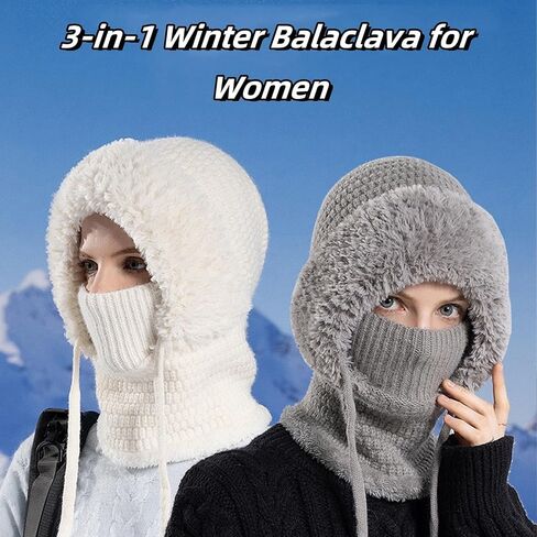 Choosemuc Women's Outdoors Windproof Scarf Hat, 3-in-1 Winter Balaclava for Women, 55cm-60cm Warm Neck Warmer Sets in Kuwait
