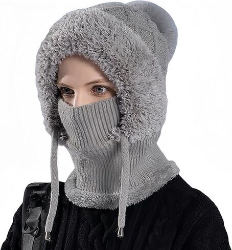 Choosemuc Women's Outdoors Windproof Scarf Hat, 3-in-1 Winter Balaclava for Women, 55cm-60cm Warm Neck Warmer Sets in Kuwait