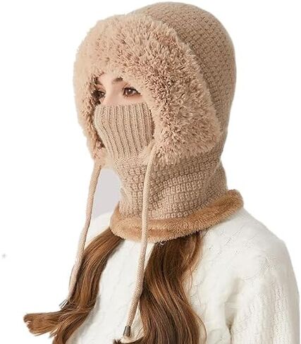 Choosemuc Women's Outdoors Windproof Scarf Hat, 3-in-1 Winter Balaclava for Women, 55cm-60cm Warm Neck Warmer Sets in Kuwait