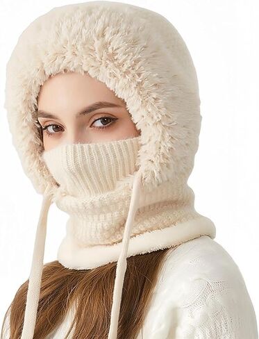 Choosemuc Women's Outdoors Windproof Scarf Hat, 3-in-1 Winter Balaclava for Women, 55cm-60cm Warm Neck Warmer Sets in Kuwait