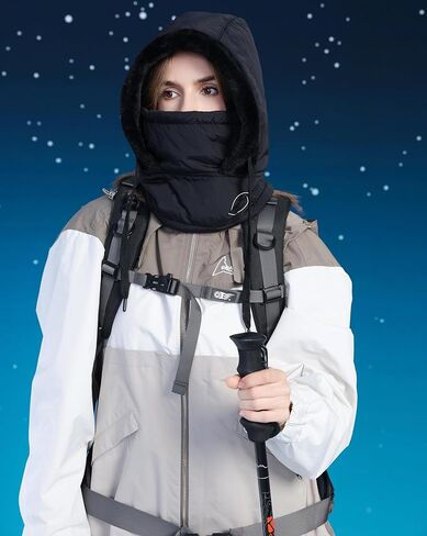 Huamulan Woment Winter قطعة واحدة من القبعة Balaclavas القبعة الصارار هوديي هوديي وجه درع دافئ قبعات الثلج التزلج على الجليد البارد in Kuwait