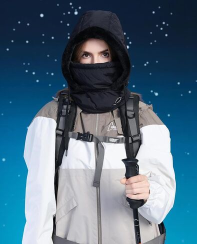 Huamulan Woment Winter قطعة واحدة من القبعة Balaclavas القبعة الصارار هوديي هوديي وجه درع دافئ قبعات الثلج التزلج على الجليد البارد in Kuwait