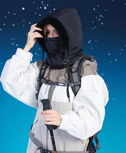 Huamulan Woment Winter قطعة واحدة من القبعة Balaclavas القبعة الصارار هوديي هوديي وجه درع دافئ قبعات الثلج التزلج على الجليد البارد in Kuwait