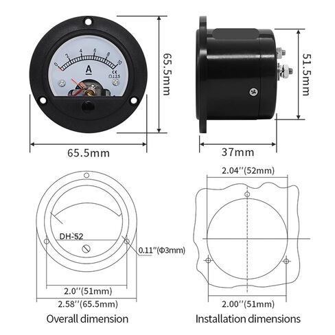 DH-52 DC AMMETER MATER MATER CONTER ANDERG ANDECH RESESS 1PCS (30A (75MV) _diameter of 65.5mm) in Kuwait