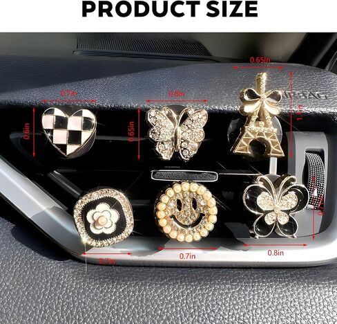 مقطع تنفيس هواء بلينغ سيارة ، 6pcs بلوريون راينستون لؤلؤة لطيف مركبة تنفيس مقطع سحر سحر ، إكسسوارات الديكور الداخلي للماس ، Universal لشاحنة سيدان سيارات الدفع الرباعي (النمط ب) in Kuwait
