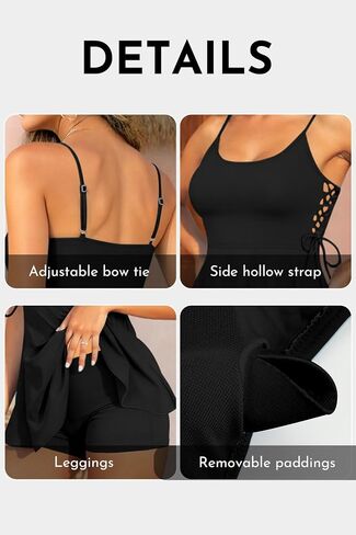 SHEKINI Women's Tankini Swimsuits 2 Piece Push up Bikini Tummy Control Drawstring Swim Dress Bathing Suits with Shorts in Saudi Arabia