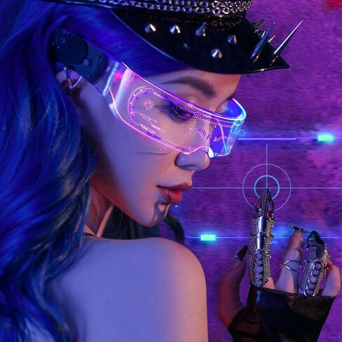 GLITCHCORE light up glasses 7 Colors and 4 Modes Led Visor Cyberpunk glow in the dark glasses Cosplay Party Bar in Saudi Arabia