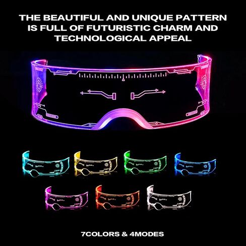 GLITCHCORE light up glasses 7 Colors and 4 Modes Led Visor Cyberpunk glow in the dark glasses Cosplay Party Bar in Saudi Arabia