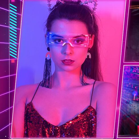GLITCHCORE light up glasses 7 Colors and 4 Modes Led Visor Cyberpunk glow in the dark glasses Cosplay Party Bar in Saudi Arabia