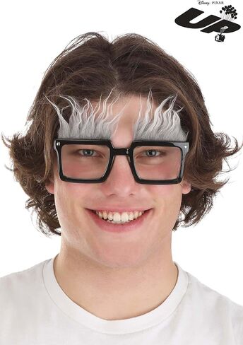 Disney UP Carl Costume Glasses - Plastic Frames with Faux Fur Eyebrows, Officially Licensed in Saudi Arabia