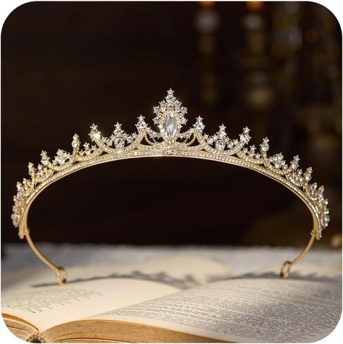 Sweetv Princess Tiaras for Women ، Gold Crystal Crown لعيد الميلاد ، عصابات الزفاف للعروس ، راينستون تايرا أغطية الشعر ملحقات الشعر ل Quinceanera Pageant Prom in Kuwait