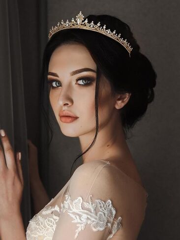 Sweetv Princess Tiaras for Women ، Gold Crystal Crown لعيد الميلاد ، عصابات الزفاف للعروس ، راينستون تايرا أغطية الشعر ملحقات الشعر ل Quinceanera Pageant Prom in Kuwait
