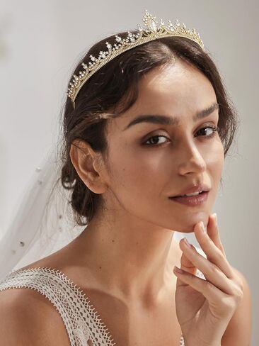 Sweetv Princess Tiaras for Women ، Gold Crystal Crown لعيد الميلاد ، عصابات الزفاف للعروس ، راينستون تايرا أغطية الشعر ملحقات الشعر ل Quinceanera Pageant Prom in Kuwait