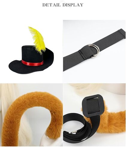 Adults Yellow Feather Cat Hat with Tail Costume Cosplay Hats with Yellow Feather Halloween Outfit for Men Women in Saudi Arabia