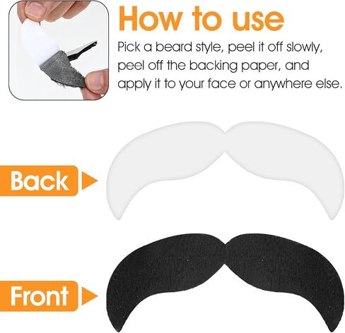 100 Pcs Stick On Fake Mustaches Bulk 10 Designs Realistic Mustache Stickers Adhesive Black Beard Facial Hair for Halloween, Christmas, Party Supplies, Suitable for All Ages in Kuwait