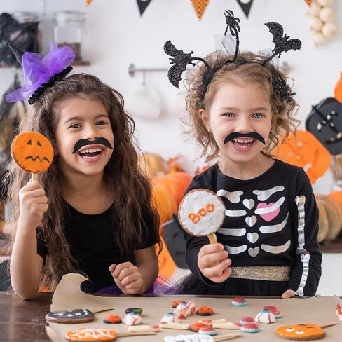 100 Pcs Stick On Fake Mustaches Bulk 10 Designs Realistic Mustache Stickers Adhesive Black Beard Facial Hair for Halloween, Christmas, Party Supplies, Suitable for All Ages in Kuwait