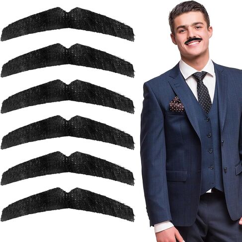 شارب مزيف ، 6pcs مربوطة باليد شوارب مزيفة واقعية ليل لايس المزيفة لجميع القديسين الأزياء Cosplay مضحك in Kuwait
