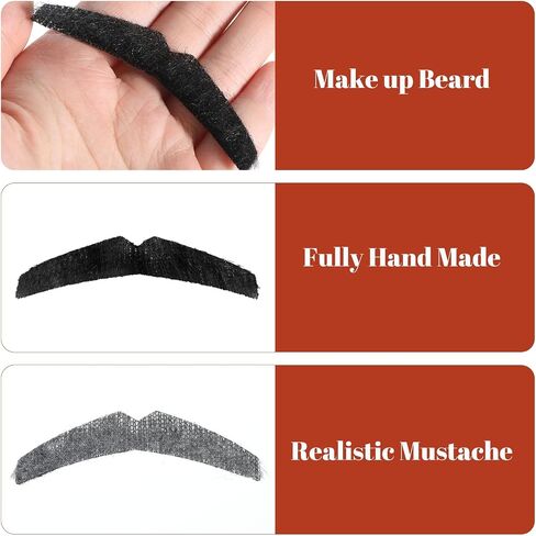 شارب مزيف ، 6pcs مربوطة باليد شوارب مزيفة واقعية ليل لايس المزيفة لجميع القديسين الأزياء Cosplay مضحك in Kuwait