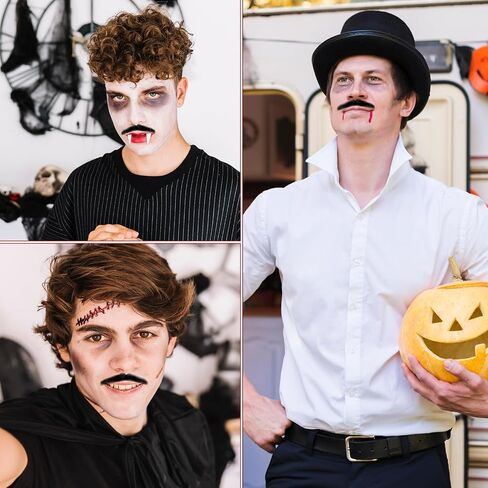شارب مزيف ، 6pcs مربوطة باليد شوارب مزيفة واقعية ليل لايس المزيفة لجميع القديسين الأزياء Cosplay مضحك in Kuwait