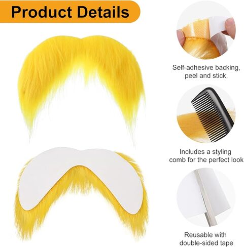 2 PCS هالوين شارب وهمية الحواجب وضعت ذاتيا لاصق لحية مزورة الحواجب كثفات مضحكة cosplay ملحقات الجدة شعر الوجه واقعية للرجال مهرجان كرنفال للرجال in Kuwait