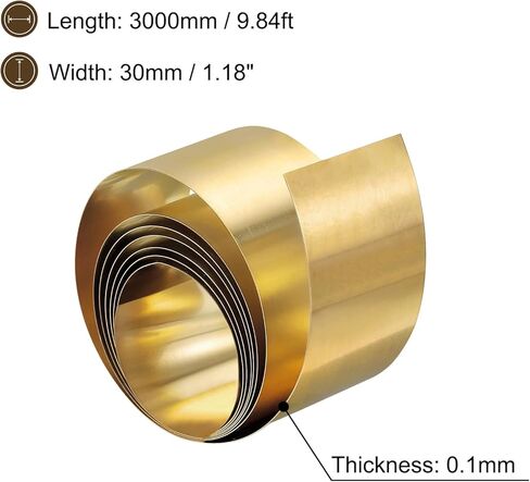 uxcell Brass Sheet Roll, 2000mm x 20mm x 0.3mm Brass Foil Roll Brass Strip for Crafts, Electrical Repairs, Grounding in Saudi Arabia