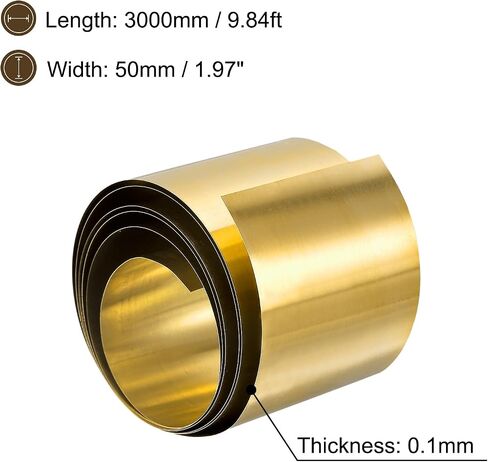 uxcell Brass Sheet Roll, 2000mm x 20mm x 0.3mm Brass Foil Roll Brass Strip for Crafts, Electrical Repairs, Grounding in Saudi Arabia