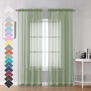 OVZME 2 Panels Black Sheer Valance - Short Fresh Sheer Curtain Valances for Windows Basement Semi Sheer Valances for Kitchen Window, Dual Rod Pocket (Black, 42 by 14 Inches Long)