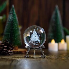 3D Glass Laser Cat Crystal Ball with Stand Glass Decorative Cat with Angel Wings Ornament My Guardian Angel Memorial Cat Ball Paperweight Cat Lover for Women