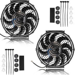 12 Inch Radiator Cooling Fan, 12 Inch Radiator Cooling Fan Universal Slim Fan Push Pull Electric Radiator +12v 80W Mount Kit in Kuwait