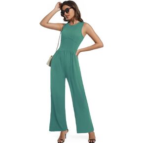 Jumpsuits for Women Dressy Sleeveless One Piece Outfits Wide Leg Rompers Casual Overalls Jumpers Summer