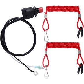 Universal Boat Outboard Lanyard Engine Motor Kill Urgent Stop Switch/Safety Lanyard Tether Cord 2 pcs Compatible with YamahaTohatsu Honda Outboard Motors, ATV Boat Bike