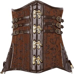 Daisy corsets Womens Top Drawer Curvy Brown Steampunk Steel Double Boned Under Bust CorsetCorset