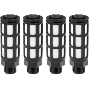 uxcell Plastic Pneumatic Muffler Exhaust Air Line Silencer 1/2 PT Black, 4pcs