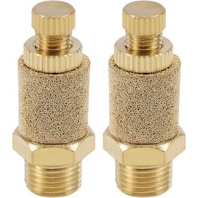 uxcell Top Adjustable Pneumatic Air Exhaust Silencer Muffler Copper 1/4 BSPT Gold Tone 2pcs