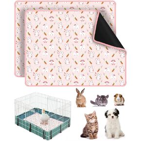 Bissap 2 Packs Guinea Pig Cage Liners, 18''X24'' Washable Guinea Pig Pee Pads Non Slip Reusable Fast and Super Absorbent Bedding for Small Animals Rabbit Hamster Chinchillas Rat - Grey
