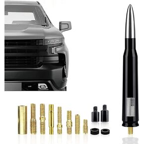 Pack-1 Car Truck Bullet Antenna, American Flag Automobile Antenna Mast, Anti-Theft Design Enhance Signal Replacement Mast for Ford F150 Chevrolet Jeep (Black)