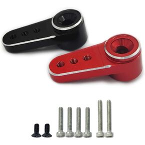 RC Servo Arm Aluminum 15T Servo Horns Mini Servo Arm Accessory for ES08MA II Servo Upgrade Parts 2PCS(Black+Red)