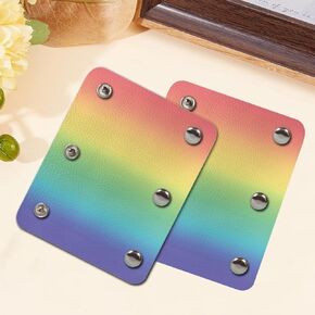 Rainbow Color Luggage Leather Purse Handles Tote Bag Wrap,Luggage Handle Wrap for Suitcase Set of 2, Handle Covers for Travel Bag Trollley Case, Car Grab Handle Wrap