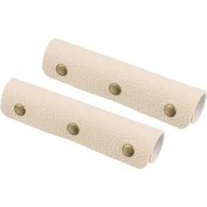 PATIKIL Luggage Handle Wrap, 2 Pack PU Handbag Grip Cover Protector Identifier with Clasp for Suitcase Grocery Shopping Bag, Beige