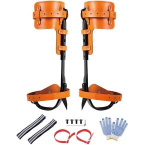 Forged Steel Tree Climbing Spikes, Adjustable Tree Climbing Gear, Climbing Spurs Gaffs with Leather Pads, Arborist Climbing Equipment Tree Work Hunting Gear with Straps & Gloves