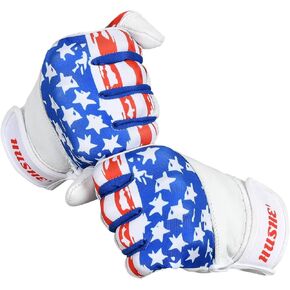 Hushe' Batting Gloves Softball Batting Gloves USA Flag Baseball Batting Gloves American Flag Baseball Batting Gloves for Youth Adult & Unisex (White)