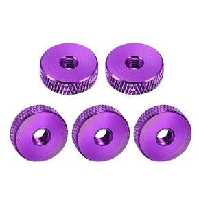 uxcell Flat Knurled Nut - M5 x 16mm x 5mm Thumb Nuts Lock Adjusting Nuts Aluminum Alloy Black 5Pcs