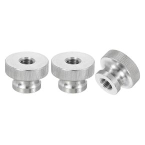 uxcell Knurled Thumb Nuts, 3Pcs M10 x D30mm x H20mm Stainless Steel Round Knobs Fasteners Through Hole Hand Screw Nut Silver for 3D Printer Parts, Machine Tools