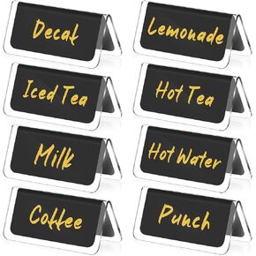 8 Pcs Acrylic Table Tent Sign Coffee and Tea Sign Beverage Table Display Tent Signs Beverage Sign Set for Party Buffet Restaurant Banquet Wedding Indoor Outdoor 3.35 x 1.57 "