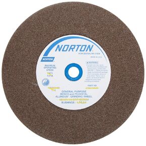 Norton Grinding Wheel, Gemini Bench and Pedestal Aluminum Oxide Bench Grinder Wheel, Medium Grit 8 Inch Grinder Wheel, Pack of 1