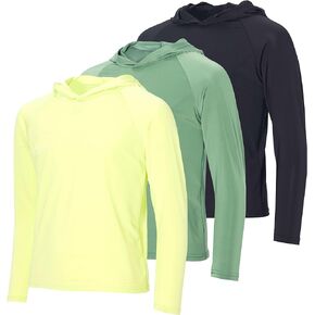 Real Essentials 3 Pack: Youth Rashguard Hoodie UPF UV Sun Protection Long Sleeve Swim Shirt - Boys & Girls (Ages 4-16)